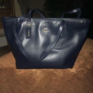 Coach city zip tote navy blue